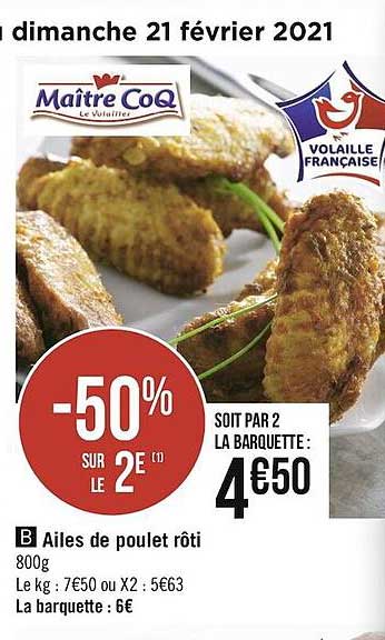 ailes de poulet rôti maître coq