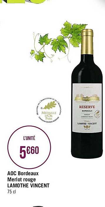aoc bordeaux merlot rouge lamothe vincent