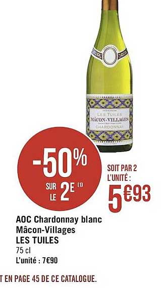aoc chardonnay blanc mâcon-villages les tuiles