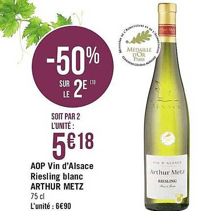 aop vin d'alsace riesling blanc arthur metz