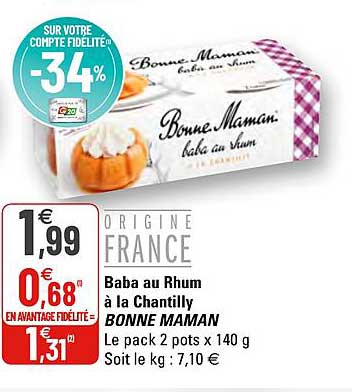 baba au rhum à la chantilly bonne maman