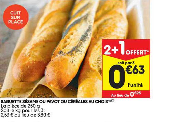 Baguette Sésame Ou Pavot Ou Céréales Au Choix