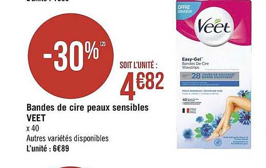 bandes de cire peau sensibles veet