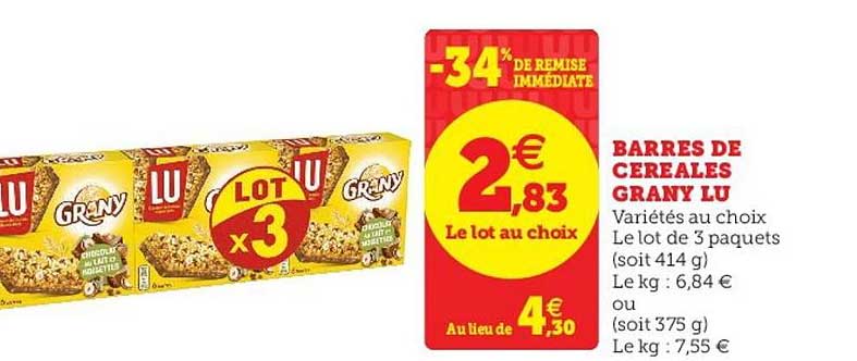 barres de céréales grany lu