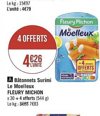 Bâtonnets Surimi Le Moelleux Fleury Michon