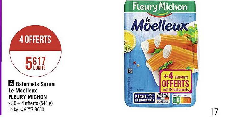 bâtonnets surimi le moelleux fleury michon