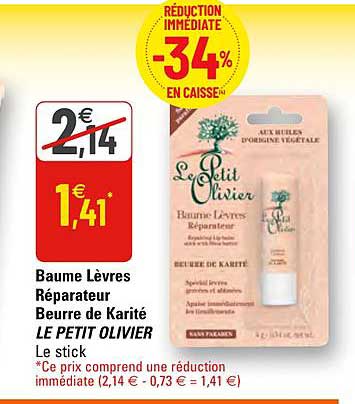 baume lèvres réparateur beurre de karité le petit olivier