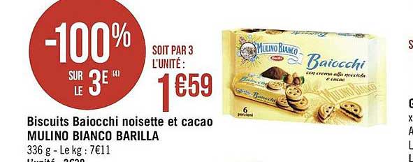 biscuits baiocchi noisette et cacao mulino bianco barilla