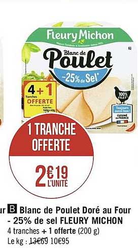 blanc de poulet doré au four -5% de sel fleury michon