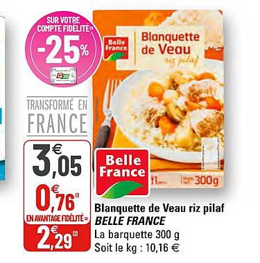 blanquette de veau riz pilaf belle france