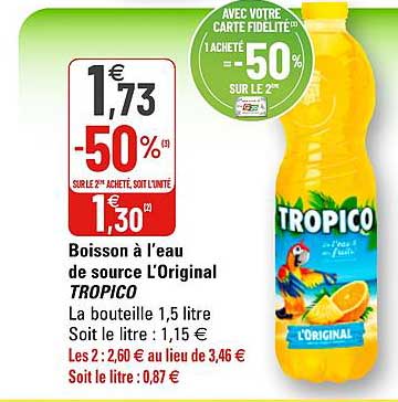 boisson à l'eau de source l'original tropico