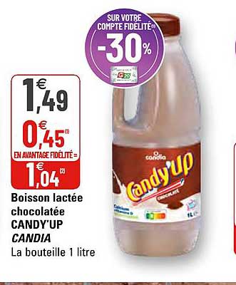 boisson lactée chocolatée candy'up candia