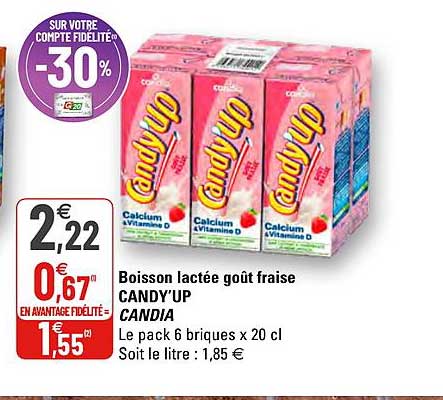 boisson lactée goût fraise candy'up candia