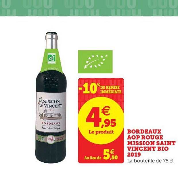 bordeaux aop rouge mission saint vincent bio 2019