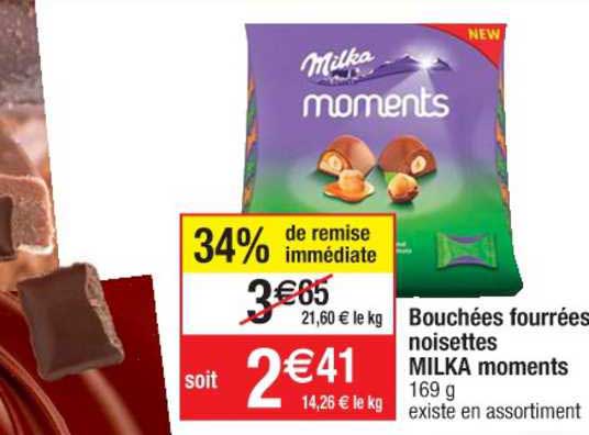 Bouchées Fourrées Noisettes Milka Moments