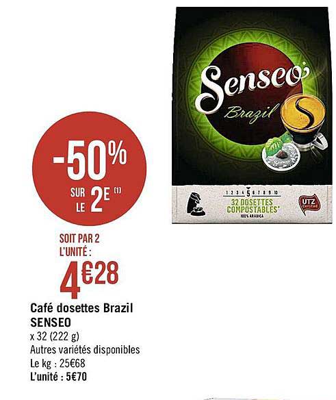 café dosettes brazil senseo -50% sur le 2è