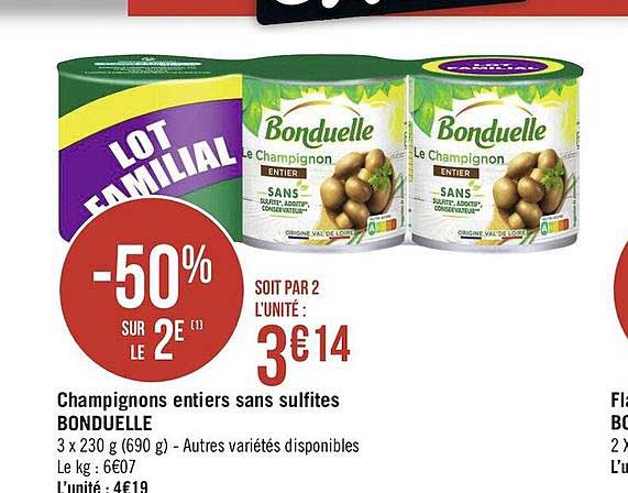 champignons entiers sans sulfites bonduelle