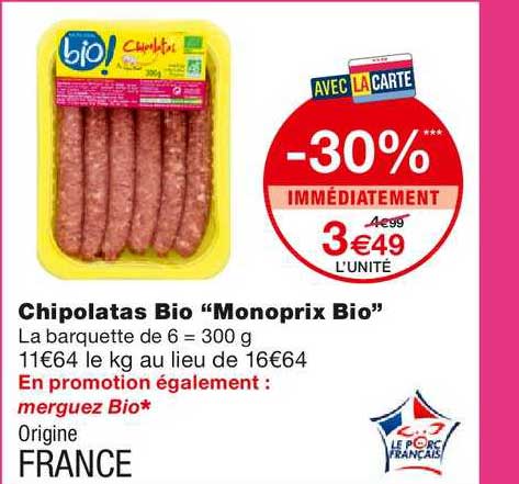 Chipolatas Bio "monoprix Bio"