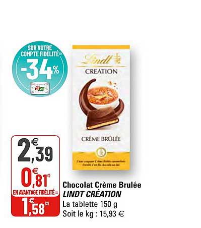 chocolat crème brulée lindt création