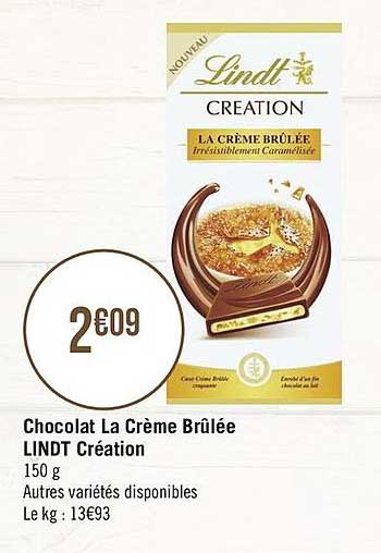 chocolat la crème brûlée lindt création