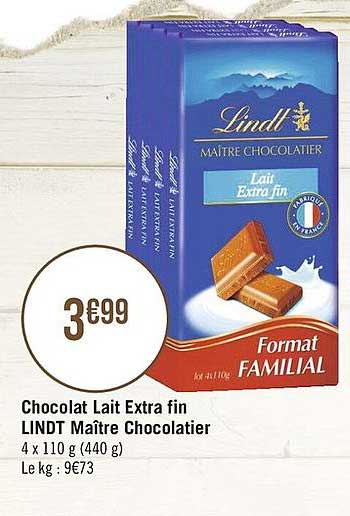 chocolat lait extra fin lindt maître chocolatier
