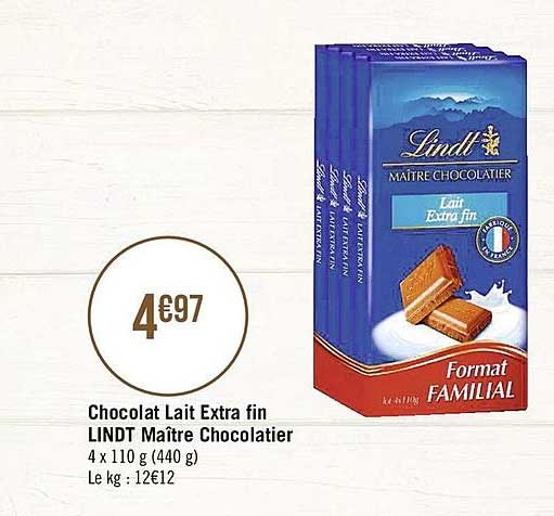 chocolat lait extra fin lindt maître chocolatier