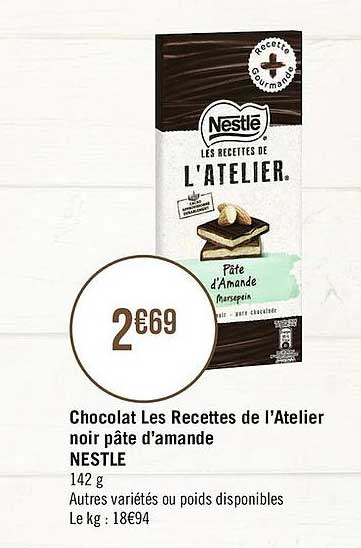 Chocolat Les Recettes De L'atelier Noir Pâte D'amande Nestlé