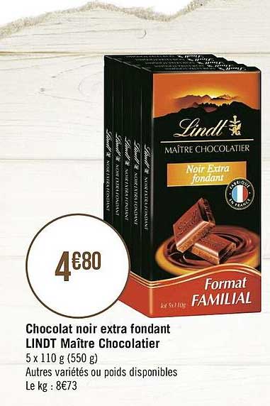 chocolat noir extra fondant lindt maître chocolatier