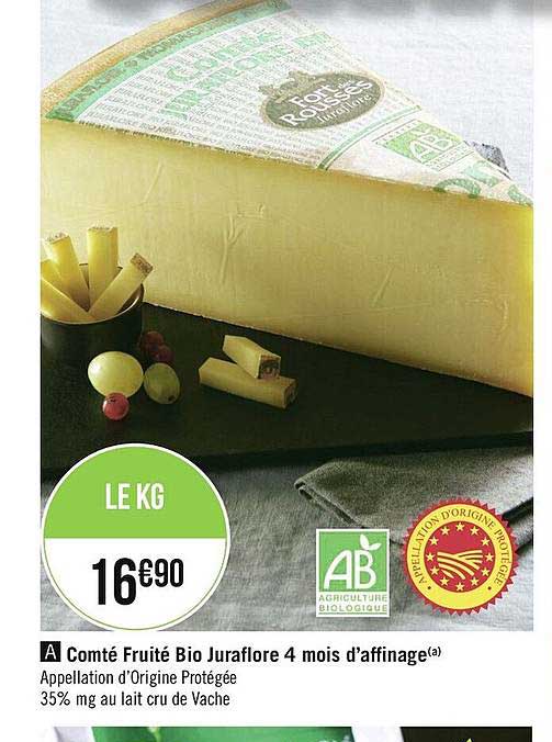 comté fruité bio juraflore 4 mois d'affinage