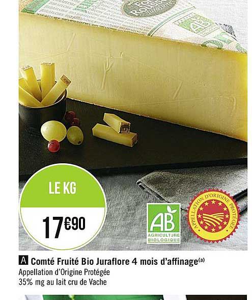 comté fruité bio juraflore 4 mois d'affinage