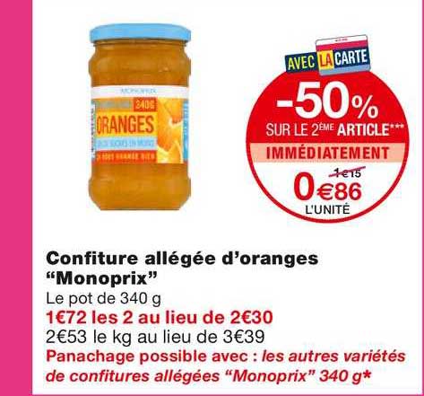 confiture allégée d'oranges "monoprix"