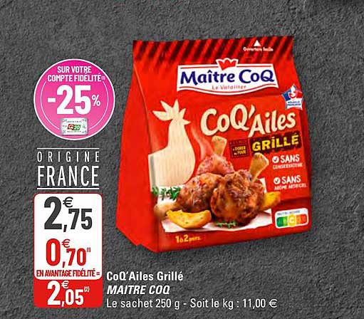 coq'ailes grillé maître coq