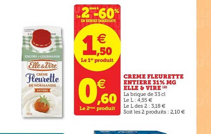 Crème Fleurette Entière 31% Mg Elle & Vire