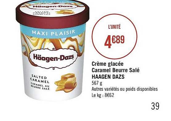 crème glacée caramel beurre salé häagen dazs