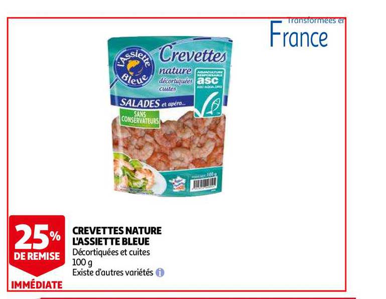 Crevettes Nature L'assiette Bleue