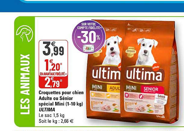 croquettes pour chien adulte ou sénior spécial mini (1-10 kg) ultma