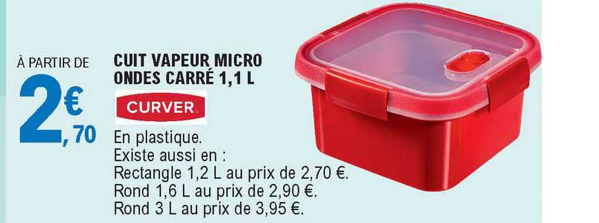 cuit vapeur micro ondes carré 1,1 l curver