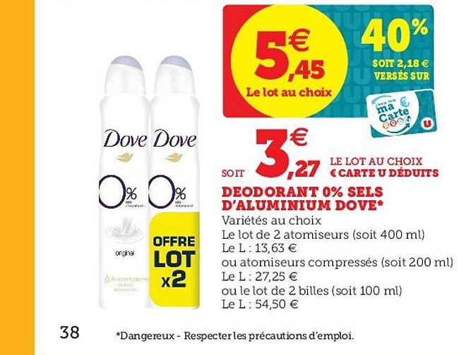 déodorant 0% sels d'aluminium dove