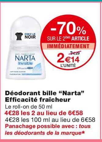 déodorant bille "narta" efficacité fraîcheur