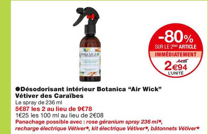 désodorisant intérieur botanica "air wick" vétiver des caraïbes