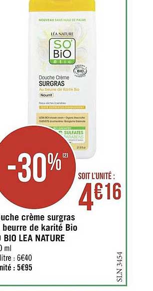 douche crème surgras au beurre de karité bio so'bio léa nature