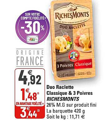 Duo Raclette Classique & 3 Poivres Richesmonts