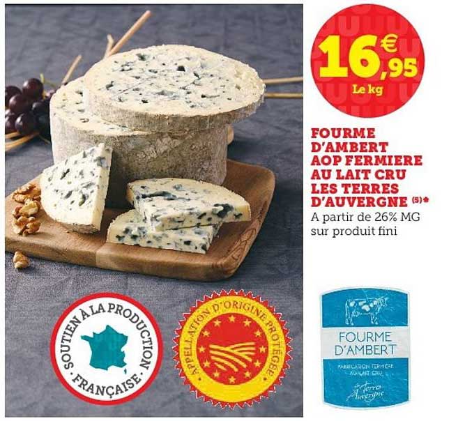 fourme d'ambert aop fermière au lait cru les terres d'auvergne