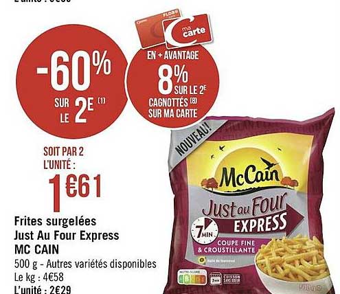 frites surgelées just au four express mc cain