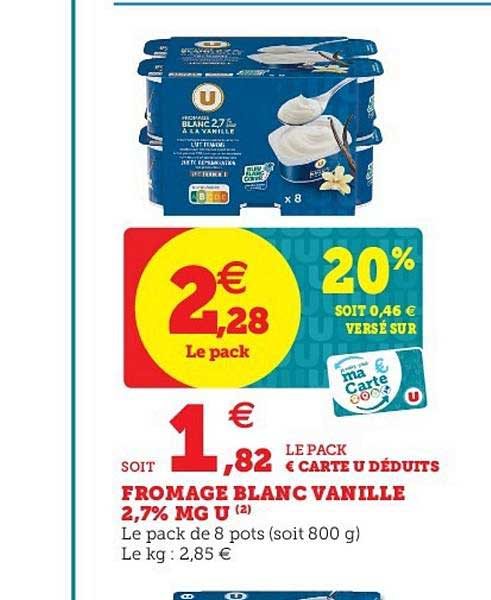 Fromage Blanc Vanille 2,7% Mg U