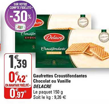 Gaufrettes Croustifondantes Chocolat Ou Vanille Delacre