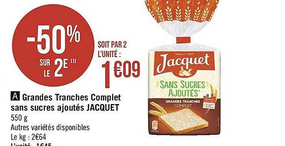 Grandes Tranches Complet Sans Sucres Ajoutés Jacquet