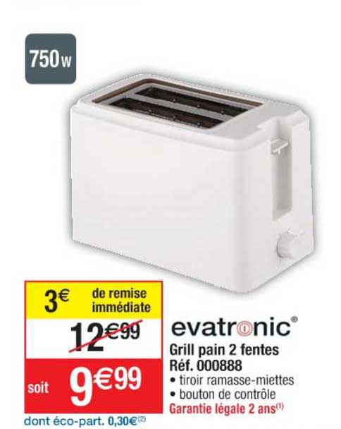 Grill Pain 2 Fentes Evatronic