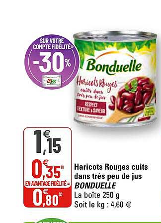 haricots rouges cuits dans très peu de jus bonduelle