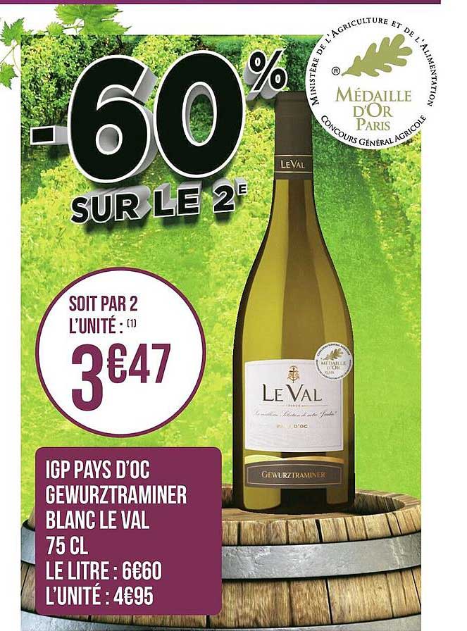 igp pays d'oc gewurztraminer blanc le val